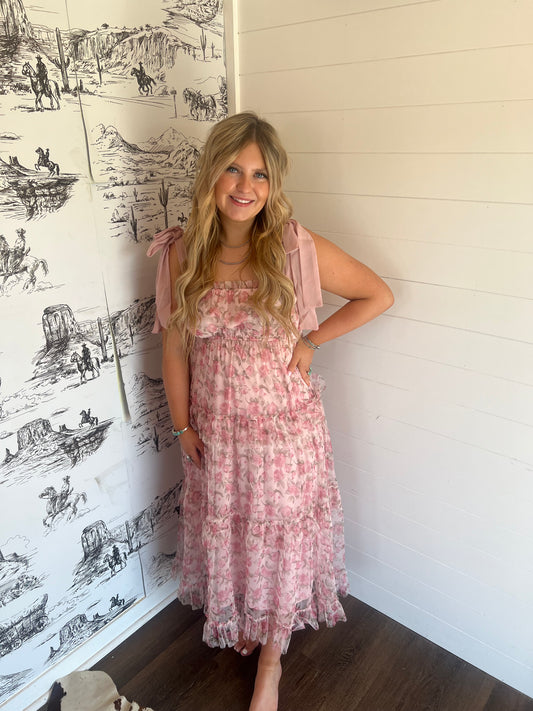 Floral ruffle tiered maxi