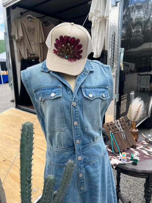 Feathered trucker hats